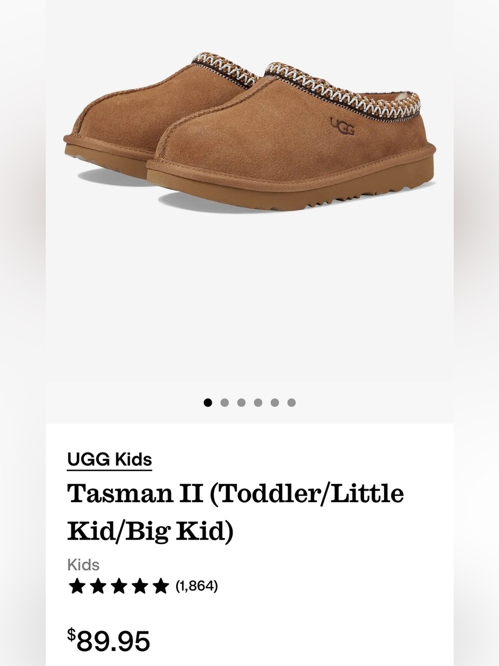 UGG Kids Tasman II Slip-On Clog in Chestnut size 3